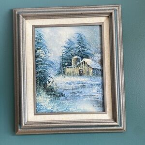 Vintage Israel Rozario oil painting snow scene   Signed